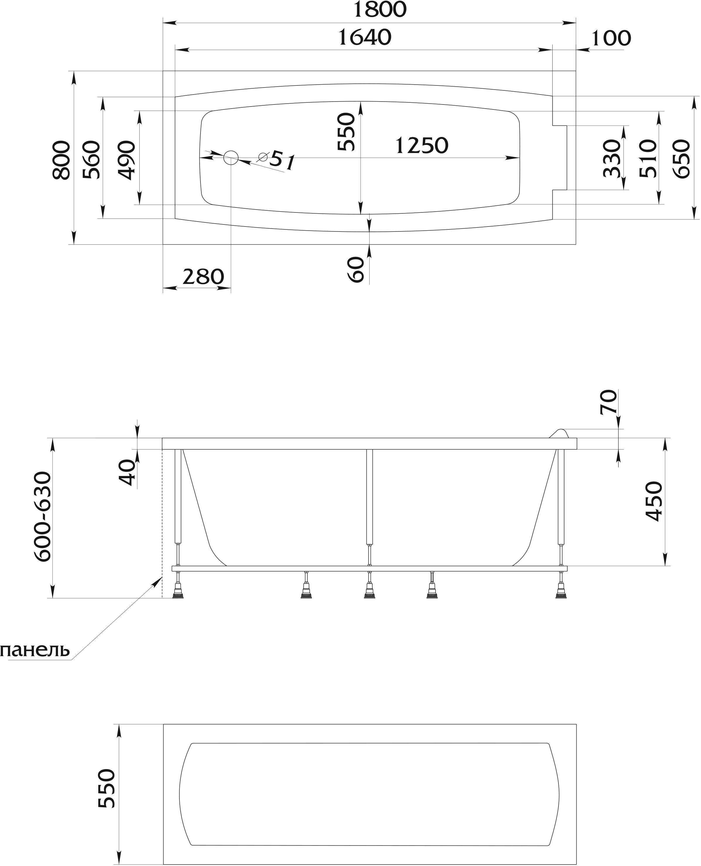 Ванна АРИЯ/ARIA 1800х800 СМ/ПР 100Acryl - ванны из 100% литьевого акрила собственного производства.